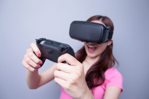 Young Woman Experiencing Virtual Reality