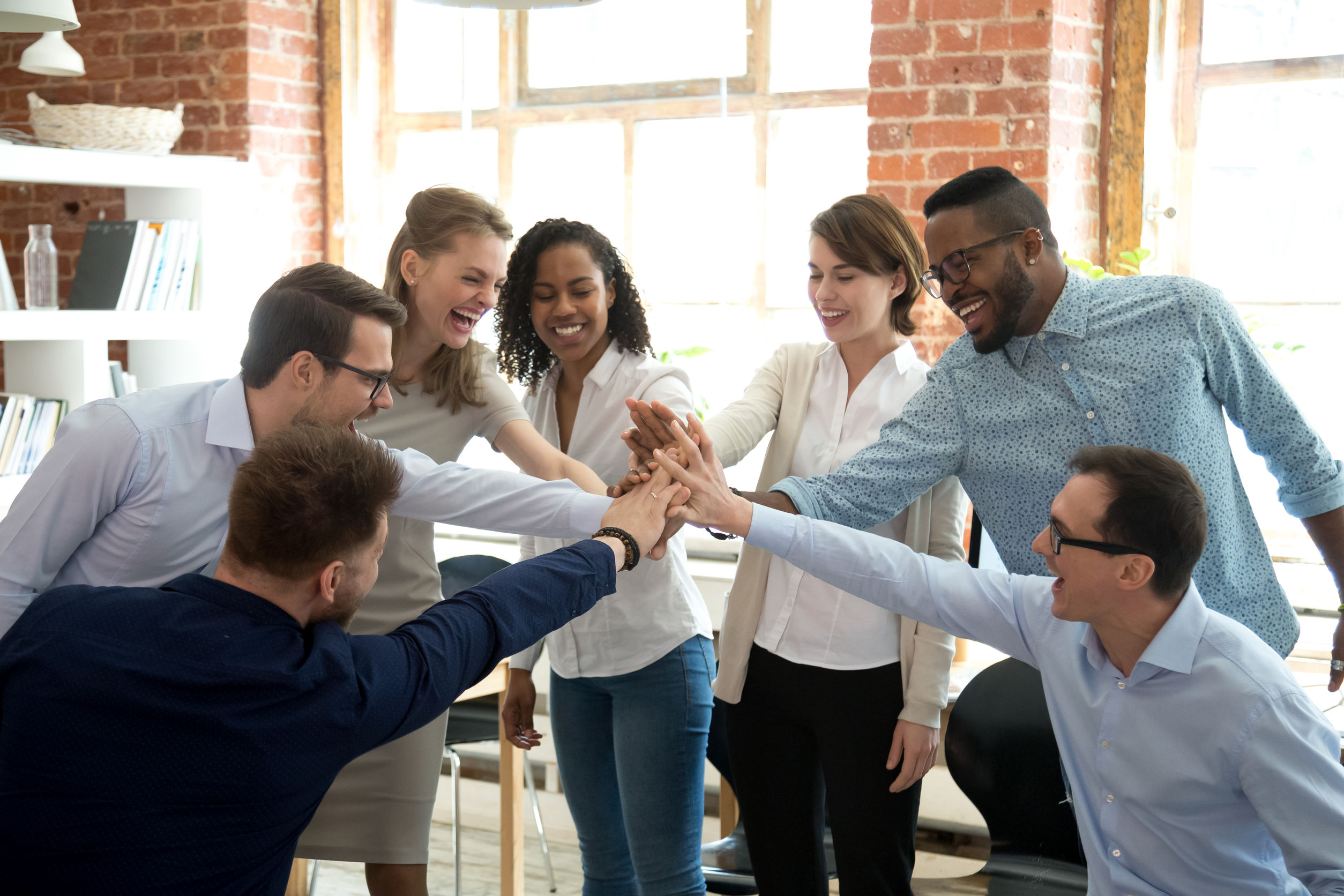 Engaged team of diverse people